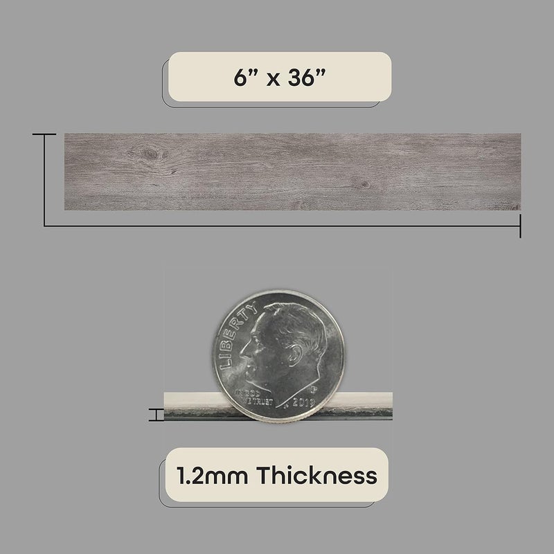 Achim Vinyl Peel and Stick Floor Tile, Self-Adhesive Wood Plank, 10-Pack (15 Square Feet) - 6 Inch Width, 36 Inch Length, 1.2mm - Light Grey Oak - Easy DIY Nexus Planks for Any Room by Home Decor - Image 2